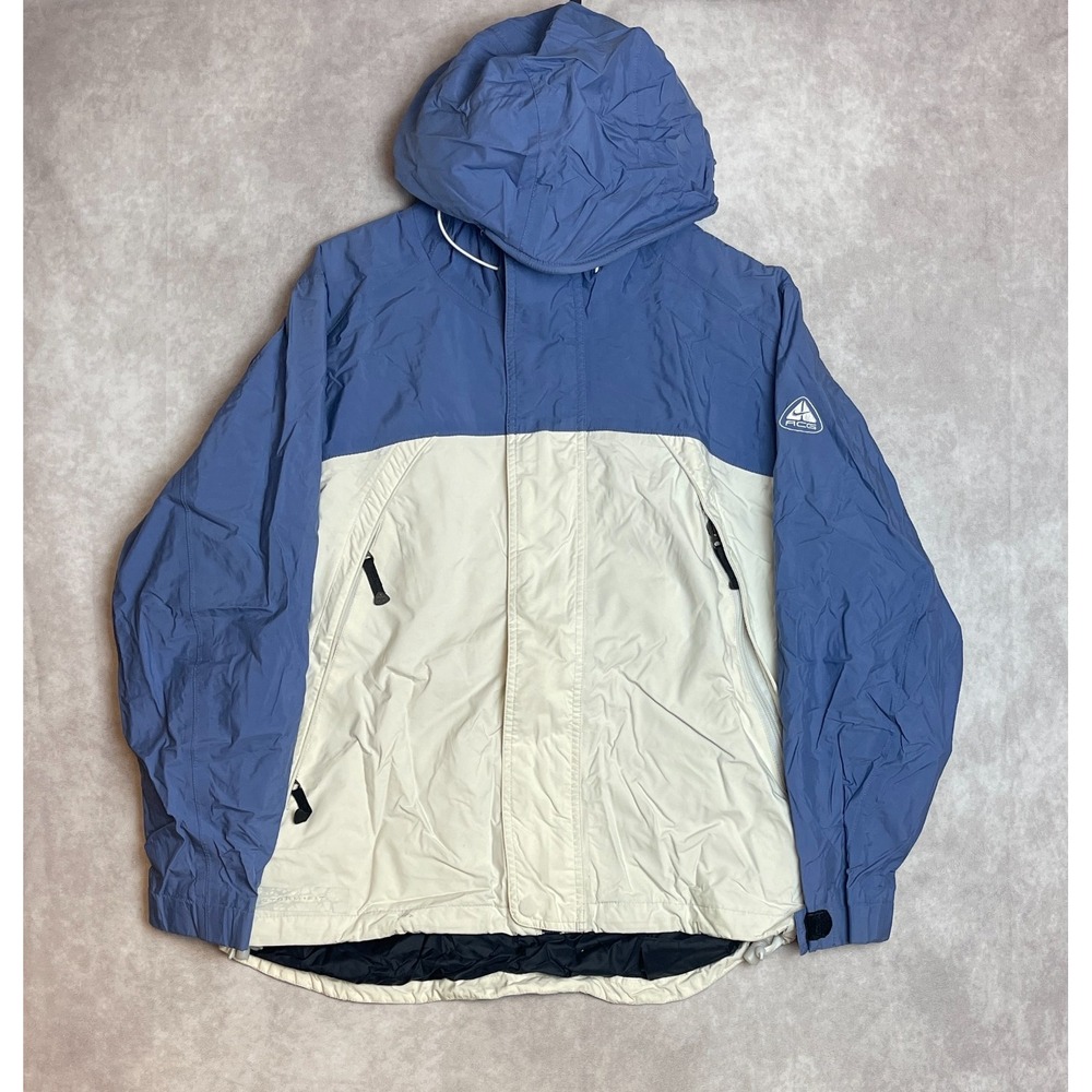 VINTAGE Nike ACG Outer Layer 3 Jacket Mens Medium Blue Storm Fit Hooded Ski 90s
